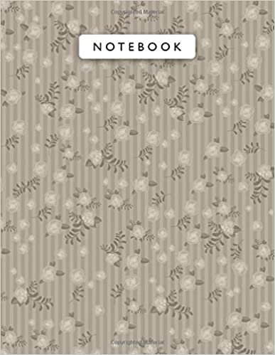 Notebook Khaki (Web) Color Small Vintage Rose Flowers Mini Lines Patterns Cover Lined Journal: 21.59 x 27.94 cm, College, 8.5 x 11 inch, Wedding, Work List, A4, Journal, 110 Pages, Monthly, Planning