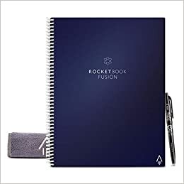 indir (Letter, Midnight Blue) - Rocketbook Fusion Smart Reusable Notebook - Calendar, To-Do Lists, and Note Template Pages with 1 Pilot Frixion Pen &amp; 1 Microfiber Cloth Included - Midnight Blue Cover, Letter Size (22cm x 28cm )