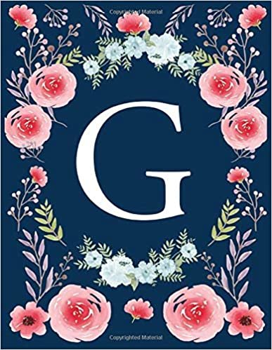 indir G: Monogram Initial G Notebook for Women and Girls, Floral (8.5 x 11) 120 Pages Collage Ruled Bullet Journal