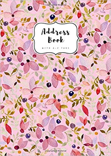 Address Book with A-Z Tabs: A4 Contact Journal Jumbo | Alphabetical Index | Large Print | Watercolor Floral Pattern Design Pink