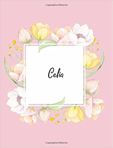 Celia: 110 Ruled Pages 55 Sheets 8.5x11 Inches Water Color Pink Blossom Design for Note / Journal / Composition with Lettering Name,Celia indir