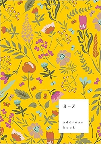 indir A-Z Address Book: A5 Medium Notebook for Contact and Birthday | Journal with Alphabet Index | Garden Flower Herb Cover Design | Yellow