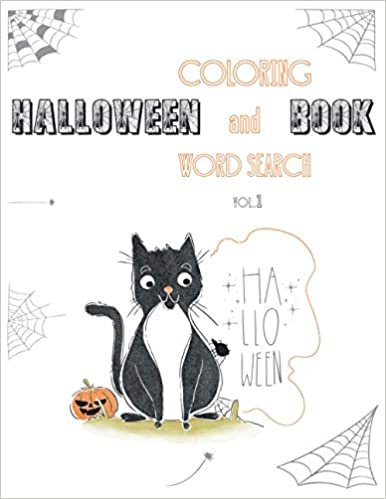indir Halloween Coloring and Word Search Book: Activity Book for Kids and Toddlers | incl. Black Pages for Gold Silver Sparkly Glitter Pens | vol.1 | Cat Design