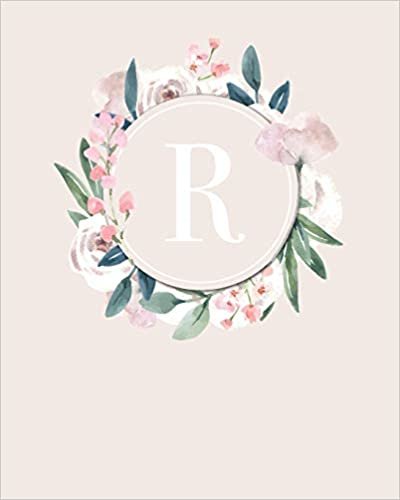 indir R: 110 Dot-Grid Pages | Monogram Journal and Notebook with a Classic Light Pink Background of Vintage Floral Roses and Peonies in a Watercolor Design ... Journal | Monogramed Composition Notebook