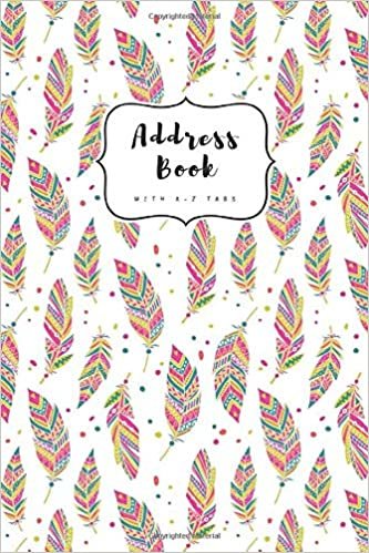 Address Book with A-Z Tabs: 4x6 Contact Journal Mini | Alphabetical Index | Ethnic Feather Pattern Design White indir