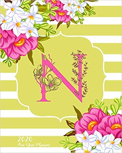indir N - 2020 One Year Planner: Monogram Classic Initial Pink Flower Green Fun French Floral | Jan 1 - Dec 31, 2020 | Weekly &amp; Monthly Planner + Habit ... Monogram Initials Schedule Organizer, Band 1)