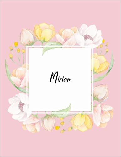 Miriam: 110 Ruled Pages 55 Sheets 8.5x11 Inches Water Color Pink Blossom Design for Note / Journal / Composition with Lettering Name,Miriam indir