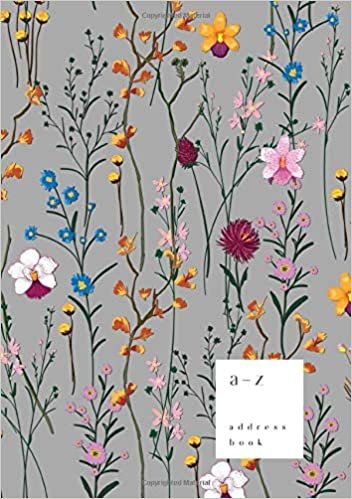 indir A-Z Address Book: B5 Medium Notebook for Contact and Birthday | Journal with Alphabet Index | Fashion Wild Flower Cover Design | Gray