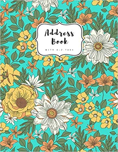 indir Address Book with A-Z Tabs: 8.5 x 11 Contact Journal Jumbo | Alphabetical Index | Large Print | Trendy Hand-Drawn Botanical Flower Design Turquoise