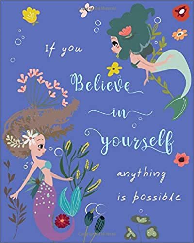 If You Believe in Yourself, Anything Is Possible: 8x10 Large Print Password Notebook with A-Z Tabs | Big Book Size | Pretty Mermaid Floral Design Blue indir