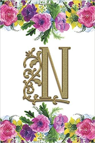 indir N: Monogram Initial N Journal Lined Personalized Diary Planner - Flower Border (Monogrammed Notebook - 6 x 9, 150 Pages - Floral, Band 14)