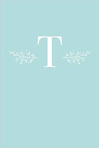 T: 110 Sketch Pages (6 x 9) | Light Blue Monogram Sketchbook Notebook with a Simple Floral Emblem | Personalized Initial Letter | Monogramed Sketchbook indir