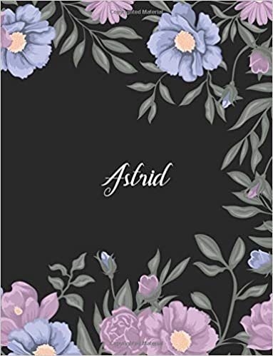 Astrid: 110 Ruled Pages 55 Sheets 8.5x11 Inches Climber Flower on Background Design for Note / Journal / Composition with Lettering Name,Astrid indir