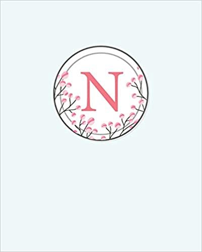 indir N: 110 Dot-Grid Pages | Monogram Journal and Notebook with a Classic Light Blue Background and Vintage Floral Watercolor Design | Personalized Initial Letter Journal | Monogramed Composition Notebook