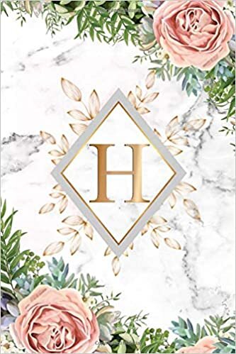 indir H: Pretty Monogram Initial H Wide Ruled Notebook for Women, Girls &amp; School - Tropical Floral Marble &amp; Gold Personalized Wide Lined Blank Journal &amp; Diary.