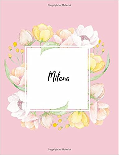 indir Milena: 110 Ruled Pages 55 Sheets 8.5x11 Inches Water Color Pink Blossom Design for Note / Journal / Composition with Lettering Name,Milena