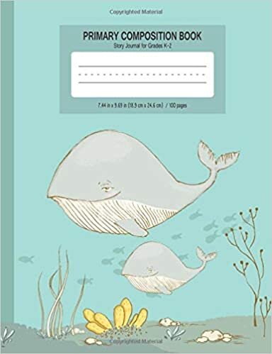 indir Primary Composition Book Story Journal: Two Wandering Whales, Primary Ruled Dotted Midline Notebook, Grades K-2