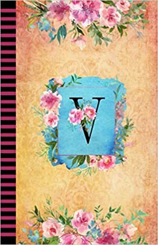 indir V: Watercolor Floral Monogram Journal/Notebook, 120 Pages, Lined, 5.5 x 8.5, Soft Cover Matte Finish