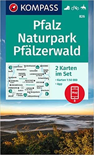 KOMPASS Wanderkarten-Set 826 Pfalz, Naturpark Pfaelzerwald (2 Karten) 1:50.000: inklusive Karte zur offline Verwendung in der KOMPASS-App. Fahrradfahren. Reiten