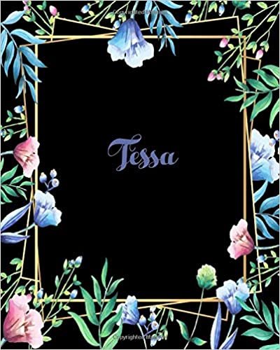 indir Tessa: 110 Pages 8x10 Inches Flower Frame Design Journal with Lettering Name, Journal Composition Notebook, Tessa