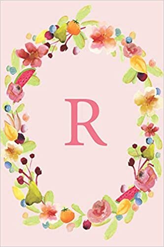 indir R: Soft Floral Wreath Monogram Sketchbook | 110 Sketchbook Pages (6 x 9) | Floral Watercolor Monogram Sketch Notebook | Personalized Initial Letter Journal | Monogramed Sketchbook