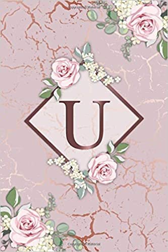 indir U: Trendy Letter U Initial Monogram Dot Grid Bullet Notebook for Women, Girls &amp; School - Cute Floral Personalized Blank Journal &amp; Diary with Dot Gridded Pages - Glossy Rose Gold Marbled Cover