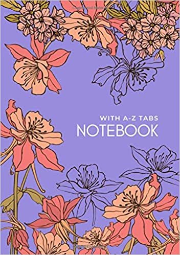 Notebook with A-Z Tabs: B5 Lined-Journal Organizer Medium with Alphabetical Section Printed | Drawing Beautiful Flower Design Blue-Violet indir
