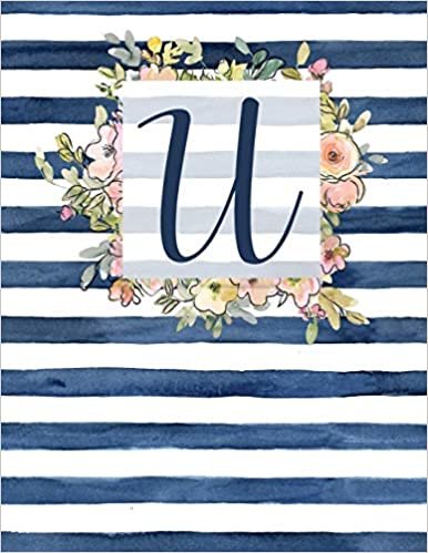 U: Letter U Monogram Initial Notebook | 8.5" x 11" - 100 pages, Dot Bullet Grid Pages| Watercolor Floral Notebook indir