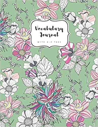 indir Vocabulary Journal with A-Z Tabs: 8.5 x 11 Large 2 Column Notebook | Alphabetical Index | Stylish Abstract Blooming Flower Design Green