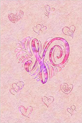 indir N: Cute Girly Pink Heart Shaped Monogram Initial 100 Page 6 x 9&quot; Blank Lined Journal Notebook