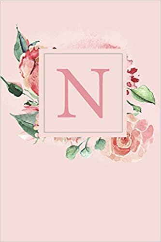 indir N: Pretty Pink Roses and Peonies Monogram Sketchbook | 110 Sketchbook Pages (6 x 9) | Floral Watercolor Monogram Sketch Notebook | Personalized Initial Letter Journal | Monogramed Sketchbook
