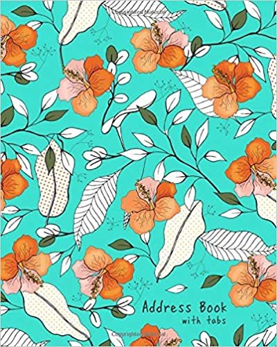 indir Address Book with Tabs: 8x10 Large Contact Notebook Organizer | A-Z Alphabetical Tabs | Large Print | Stylish Hand-Drawn Floral Design Turquoise