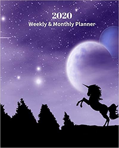 2020 Weekly and Monthly Planner: Unicorn Fantasy Purple - Monthly Calendar with U.S./UK/ Canadian/Christian/Jewish/Muslim Holidays– Calendar in Review/Notes 8 x 10 in.- Unicorns  Mythical indir