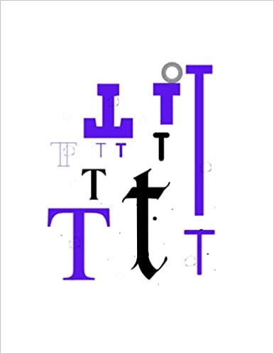 indir T: Initial T Letter Notebook for Boys and Girls, Black &amp; violet Unique Design (8.5 x 11)