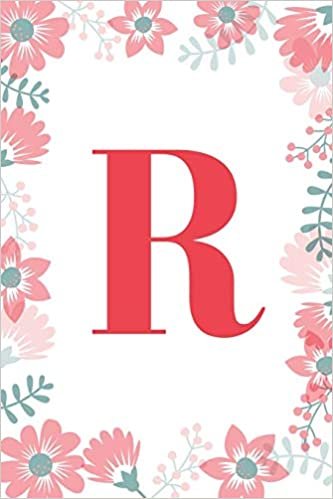 indir R: Monogram Initial R Journal for Girls and Women, White Floral 6 x 9