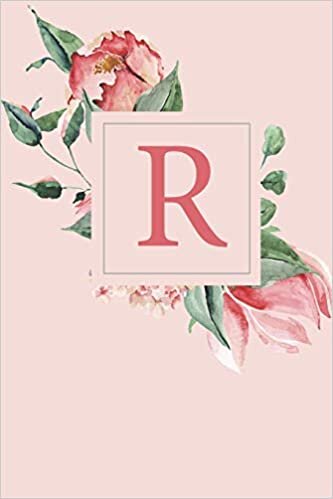 indir R: A Soft Pink Roses and Peonies Monogram Sketchbook | 110 Sketchbook Pages (6 x 9) | Floral Watercolor Monogram Sketch Notebook | Personalized Initial Letter Journal | Monogramed Sketchbook