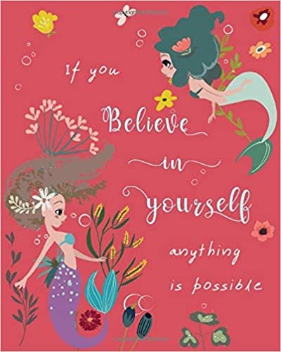 If You Believe in Yourself, Anything Is Possible: 8x10 Large Print Password Notebook with A-Z Tabs | Big Book Size | Pretty Mermaid Floral Design Red indir