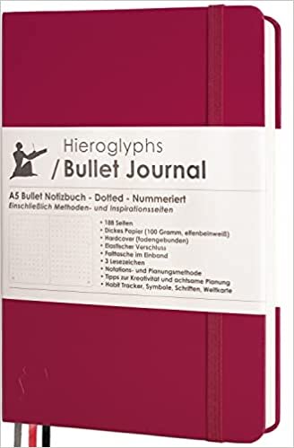 Bullet Journal - Noktalı Not Defteri A5 - Sistemli - 189 Numaralı Sayfa, Katlanır Çanta, 3 Okuma İşareti, Kilit Lastikli - 100 g/m² Kağıt - Hiyoglifs