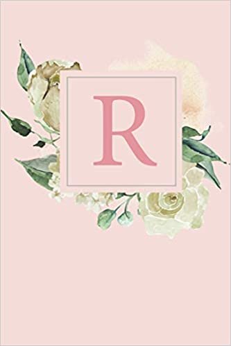 indir R: Pretty White Roses and Peonies Monogram Sketchbook | 110 Sketchbook Pages (6 x 9) | Floral Watercolor Monogram Sketch Notebook | Personalized Initial Letter Journal | Monogramed Sketchbook