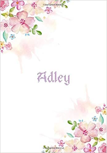 indir Adley: 7x10 inches 110 Lined Pages 55 Sheet Floral Blossom Design for Woman, girl, school, college with Lettering Name,Adley