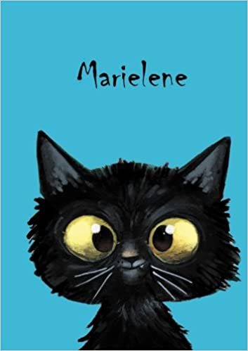 Marielene: Personalisiertes Notizbuch, DIN A5, 80 blanko Seiten mit kleiner Katze auf jeder rechten unteren Seite. Durch Vornamen auf dem Cover, eine ... Coverfinish. Über 2500 Namen bereits verf indir