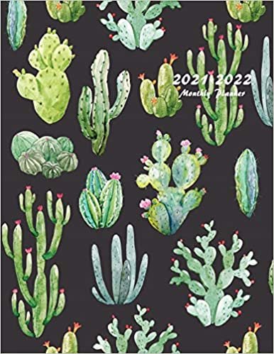 indir 2021-2022 Monthly Planner: Large Two Year Planner with Beautiful Cactus Cover