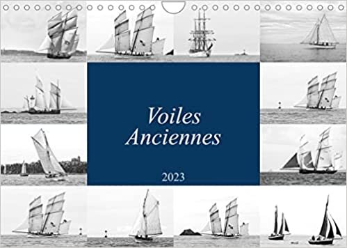 Voiles anciennes (Calendrier mural 2023 DIN A4 horizontal): Voiliers anciens naviguant près de la pointe du Grouin dans les eaux bretonnes de la baie du Mont-Saint-Michel. (Calendrier mensuel, 14 Pages )