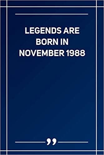 Legends Are Born In November 1988: Blank Lined Notebook
