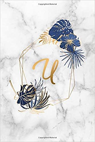 U: Cute Monogram Initial Letter U Blank Dot Grid Bullet Notebook for Girls & Women - Elegant Personalized Journal & Diary for Writing & Notes with Dot ... - Marble & Gold Tropical Monochrome Flora indir