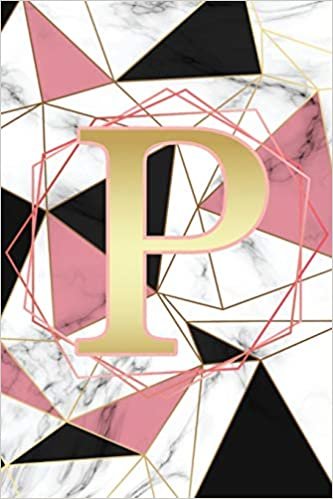 P: Letter P Monogram Pink Black & White Marble Notebook & Journal indir