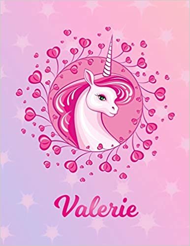 Valerie: Unicorn Sheet Music Note Manuscript Notebook Paper | Magical Horse Personalized Letter V Initial Custom First Name Cover | Musician Composer ... Notepad Notation Guide | Compose Write Songs