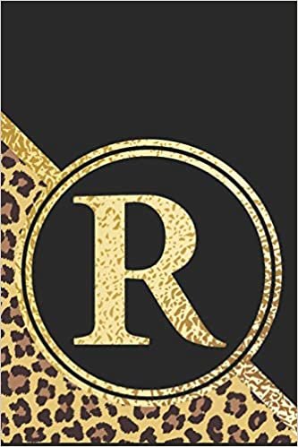 Letter R Notebook: Initial R Monogram Blank Lined Notebook Journal Leopard Print Black and Gold indir