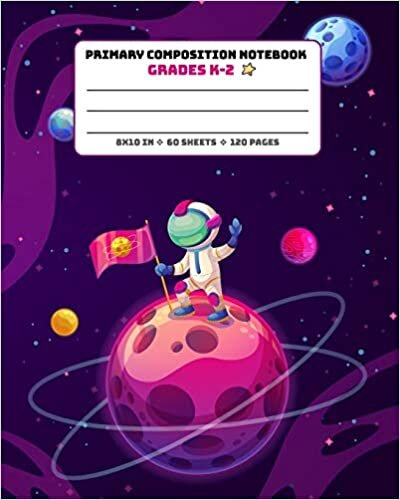 indir Primary Composition Notebook Grades K-2: Picture drawing and Dash Mid Line hand writing paper Story Paper Journal - Astronaut Planet Blue Design (Primary Composition Space Adventure, Band 8)