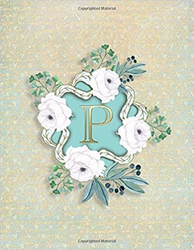 indir P: Initial Monogrammed Journal Notebook Floral For Women Girls Blank Wide Lined
